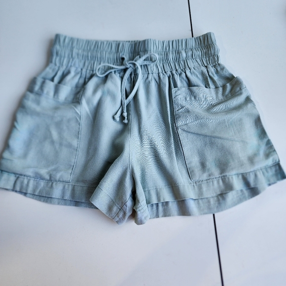 Indigo Rein Women's Linen Blend Medium M Green Pockets Shorts - Picture 1 of 8